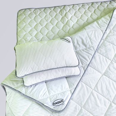 Комплект для сну двохспальний 160х200 Fagus "MAXI" з вовни мериносів колір Сірий/Білий у сіру смужку